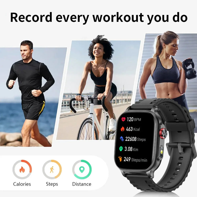 2026New Smart Watch Fitness Clock Men 2.01" AMOLED Screen 1400mAh 130+ Days Battery Life Flashlight Call Waterproof Smartwatches