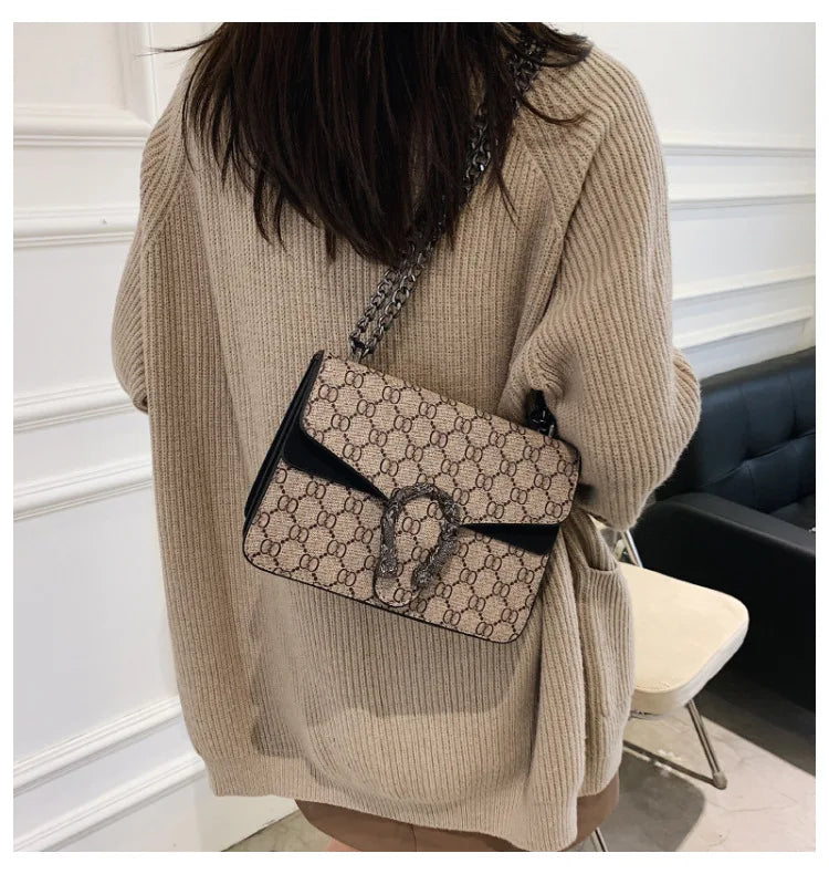 Fashion Popular Women's Bag Trend Brand Retro Chain Shoulder Bag High Quality Ladies Crossbody Bag Designer Luxury Handbag PlatiNum