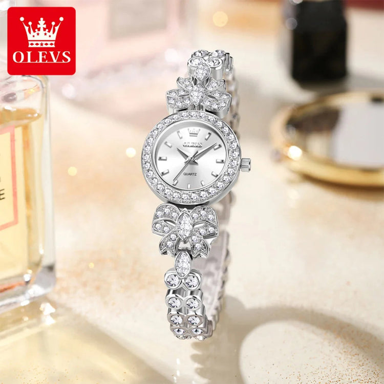 OLEVS 5887 Orologi da donna Elegante orologio al quarzo originale Orologi luminosi impermeabili per regalo donna Cinturino con diamanti Reloj Mujer platinumshop