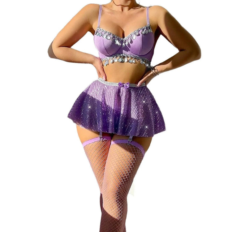 Lingerie Chinese Hanfu Sheer Mesh Retro Lace Sleepwear Tang Suit Dress Set Women