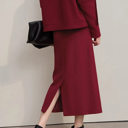AMII Women's Skirt 2025 Winter New Minimalist Solid Color Commuter Skirts For Woman Wool Long Versatile Clothing Female 12544047 PlatiNum