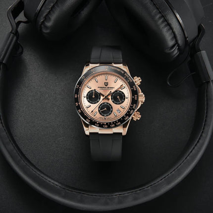 PAGANI DESIGN Nuovo Orologio da Polso al Quarzo da Uomo con Quadrante in Meteorite, Vetro Zaffiro, Cronografo, Impermeabile 100m, in Acciaio Inossidabile