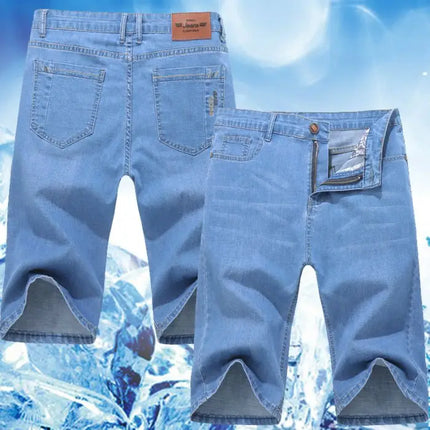 Pantaloncini di jeans da uomo estivi Nuovo stile Ricamo sottile Business Casual Jeans corti dritti Abbigliamento di marca maschile azzurro cielo