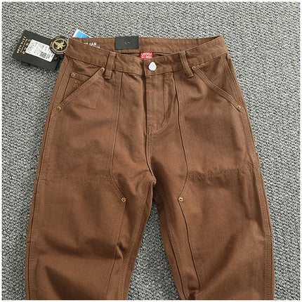 2025 Spring and Autumn New American Retro Heavyweight Patchwork Cargo Pants Men's Fashion Multi-pocket Casual Loose Trousers