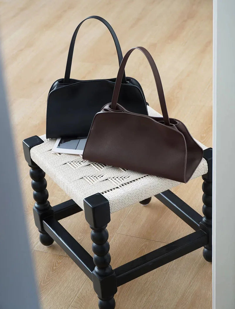 [Full Leather Inside Outside] Drinking Milk Cowhide Imported Saddle Leather Underarm Bag Single Shoulder Crossbody Bag Simple