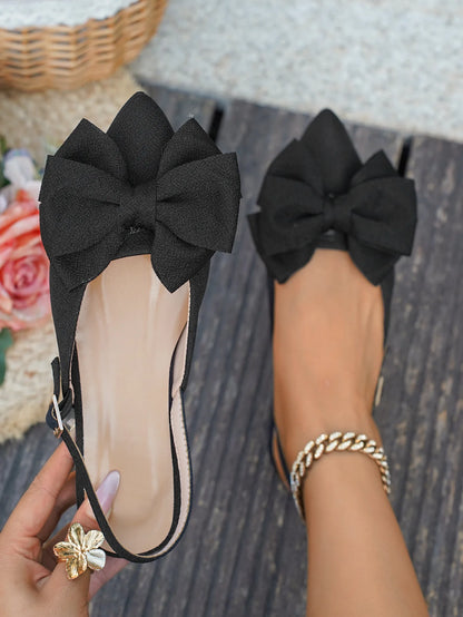 2025 New Ladies Shoes Closed Toe Women's Sandals Fashion Daily Summer Plus Size Butterfly-knot Slingbacks Flat Sandals