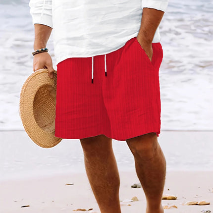 Pantaloncini comodi leggeri casual legati multitasche a righe tinta unita stile spiaggia hawaiano da uomo di nuova moda estiva platinumshop