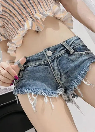 Summer Sexy Low Rise Denim Shorts Women High Elastic Butt Lifting Hot Pants Beach Triangle Shorts Fashion Stretchy Jeans Shorts PlatiNum