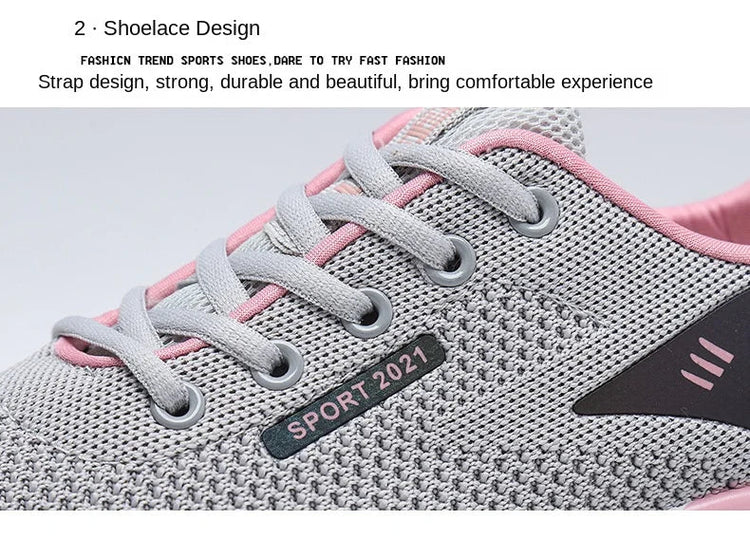 2025New Women's Trendy Sports Shoes Fashion Mesh Casual Shoes Lightweight Breathable Running Shoes PlatiNum