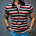Polo da uomo estive a maniche corte, magliette con colletto a risvolto a righe, T-shirt T19