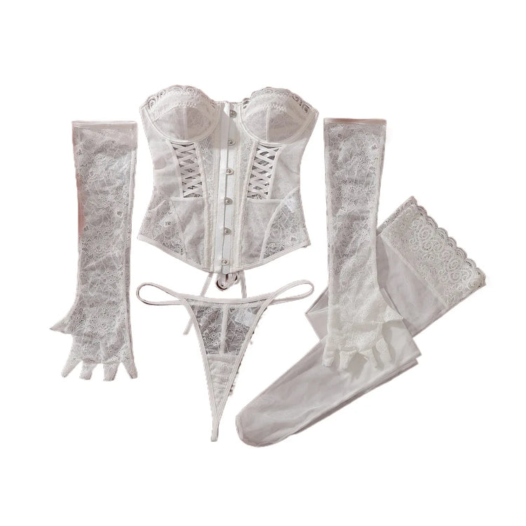 2026 Style Lace Splicing Lingerie Set Womens Sexy Waist And Body Gathering Body Fishbone Bra Shaping Adjustable Underwear