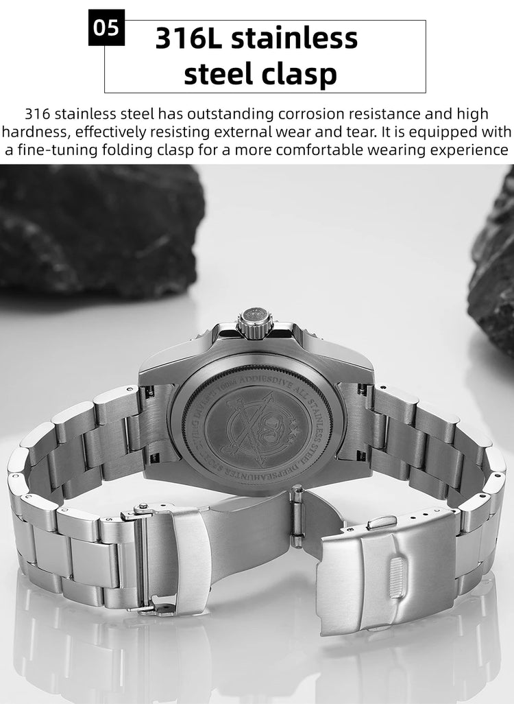 ADDIESDIVE AD2503 Luxury Men Watch Water Sapphire Glass Waterproof 200M C3 Super Luminous Calendar Automatic Mechanical Watch