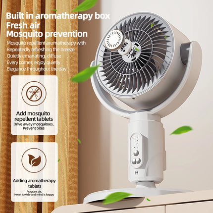 Ventilatore a Turbina Elettrica da Pavimento, Ventilatore a Cinque Velocità Regolabili, Altezza Regolabile, Ricaricabile