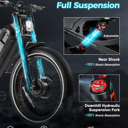 【Romeo pro2 spot】Bicicletta elettrica da città Romeo pro2 3000W con doppio motore, batteria integrata 52V 70Ah, pneumatici grandi, ruote da 26x4.0