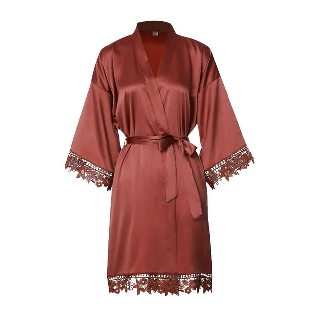 Indumenti da notte estivi personalizzati in pizzo Sposa e damigella d'onore Abito da sposa Abito personalizzato Champagne Kimono Accappatoio in seta Abito da notte in raso