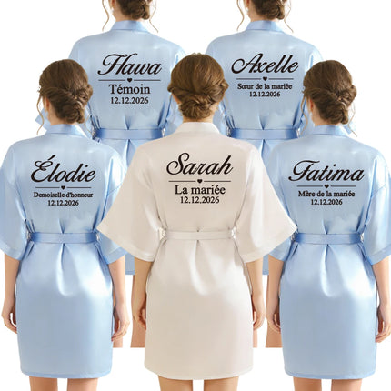 Testo personalizzato Logo accappatoio da sposa abito da sposa sposa damigella d'onore abiti da sposa donna addio al nubilato addio al nubilato