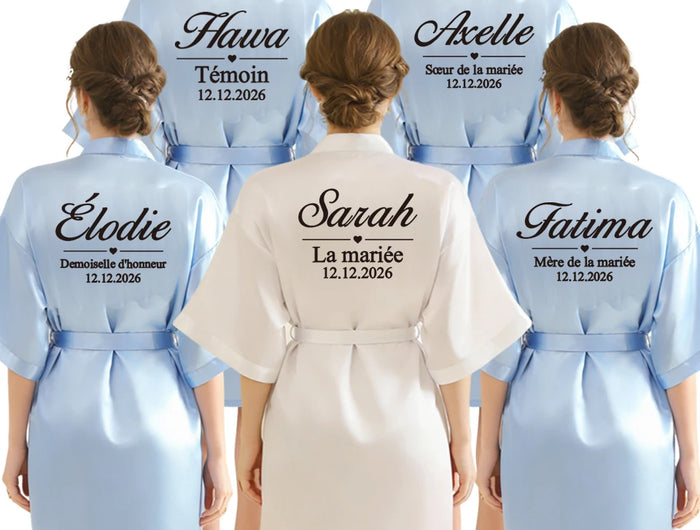 Testo personalizzato Logo accappatoio da sposa abito da sposa sposa damigella d'onore abiti da sposa donna addio al nubilato addio al nubilato