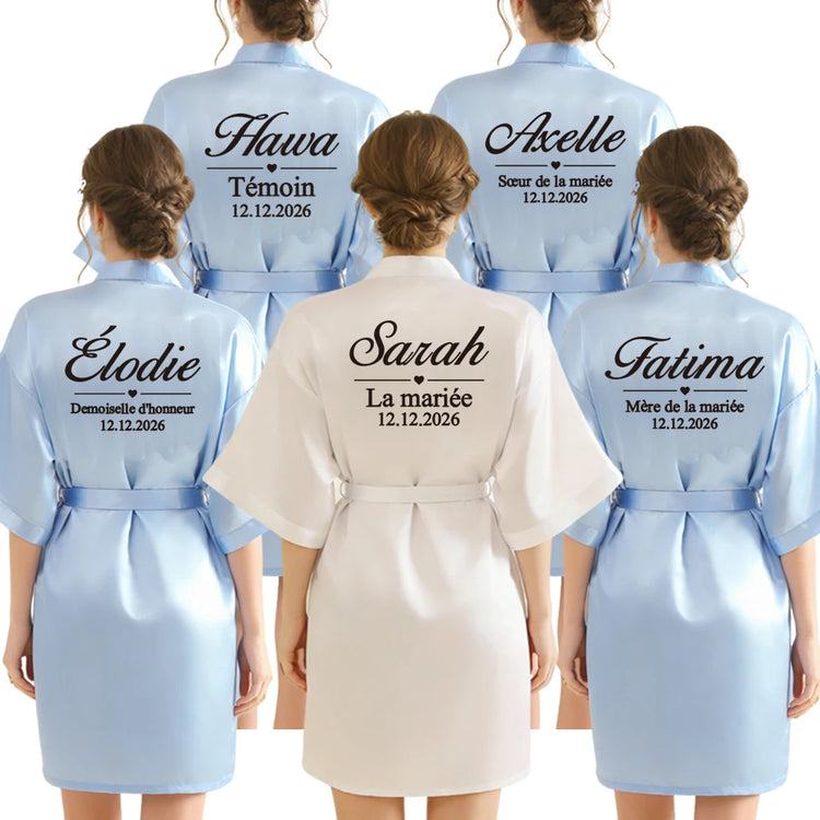 Testo personalizzato Logo accappatoio da sposa abito da sposa sposa damigella d'onore abiti da sposa donna addio al nubilato addio al nubilato