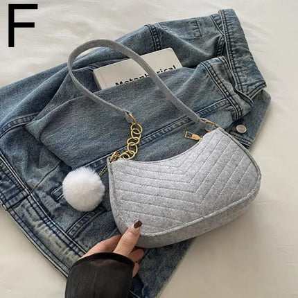Mini Women Shoulder Bags Fashion Felt Women's Bag Design Advanced Underarm Handbags Mini Saddle Bag PlatiNum