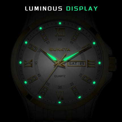 SUNKTA Orologio da Donna con Diamanti, Moda Creativa, Acciaio Impermeabile, Orologio al Quarzo Casual Luminoso con Bracciale platinumshop