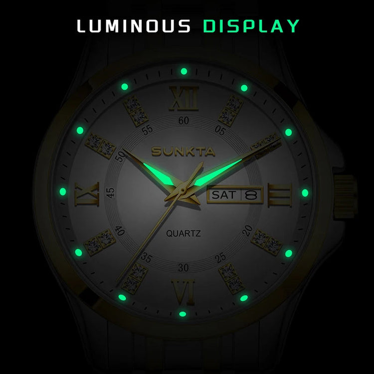 SUNKTA Orologio da Donna con Diamanti, Moda Creativa, Acciaio Impermeabile, Orologio al Quarzo Casual Luminoso con Bracciale platinumshop