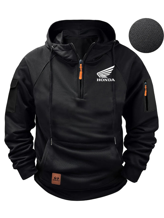 2025 New Honda Racing Team Outdoor Cycling Fashion Street Half Zip Hoodie Men's Motorcycle Racing Casual HRC Warm Hoodie 4