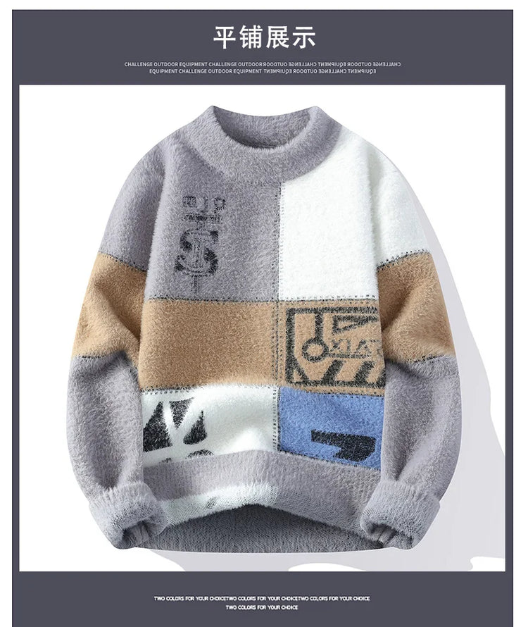 2024 winter new style men's sweater knitted long sleeve Warm Men Fashion Sweaters Thicken Warm wool pullovers Sweater male