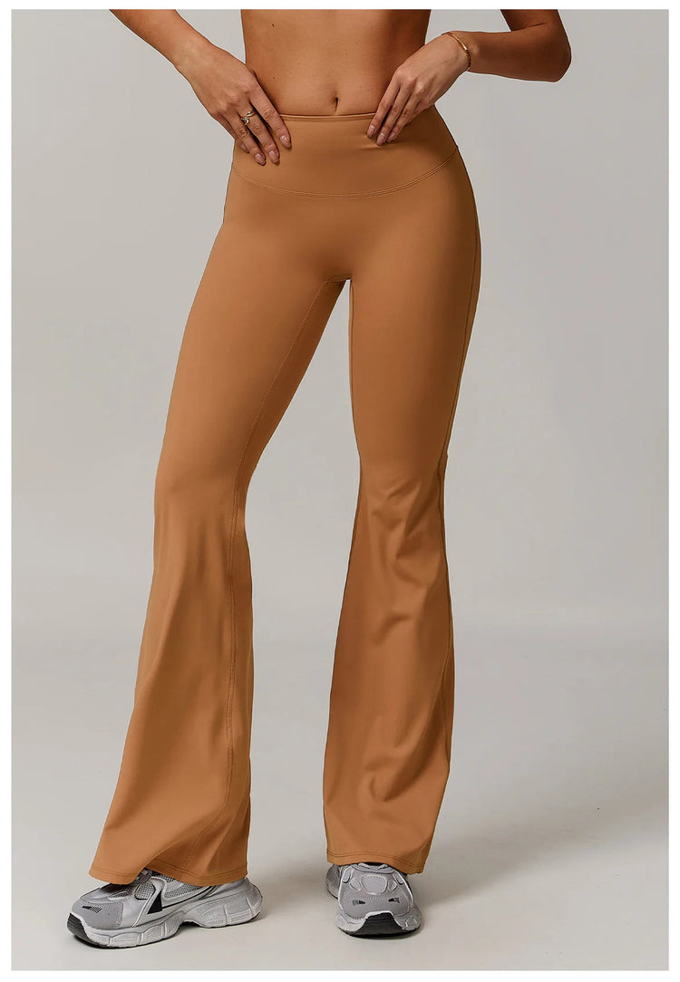 High Waist Wide Leg Pants Leggings Women Tights Fitness Bell-bottoms Yoga Elastic Leggings Push Up Gym Workout Flared Pants PlatiNum