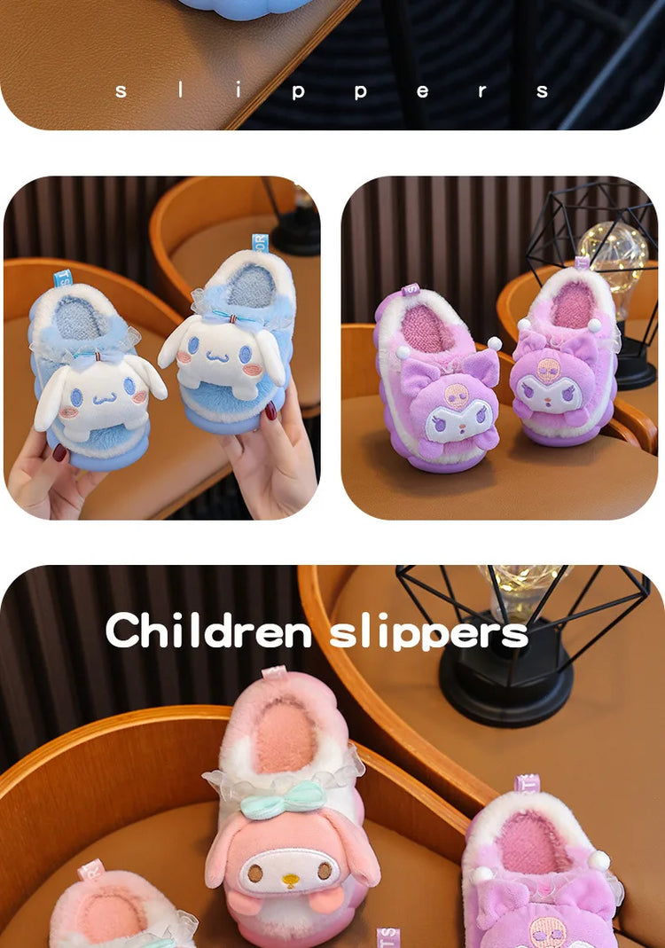 Winter Family Plush Slippers, Parent-Child Match Cartoon Indoor Home Shoes, Cozy Cotton-Lined Non-Slip Slides for All Ages