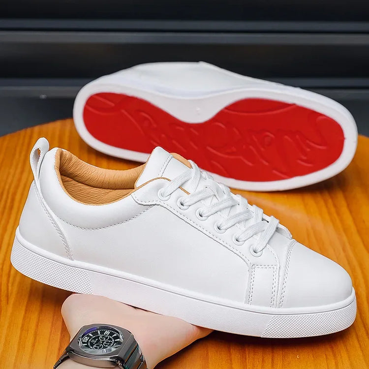 Men's High-End Casual Red Sole Board Oes Waterproof Sports Commuter Busin White Oes Simple Design Versatile Briti Sle