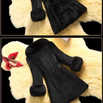 Winter 2025 Faux Fur Coat Women Thick Outwear Female Long Fake Fox Fur Thick Long Sleeve Jacket  Ladies Slim  Warm Faux Fur Coat