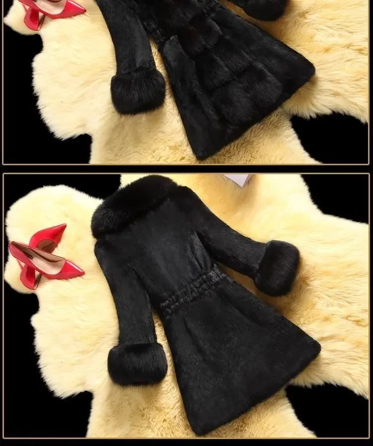 Winter 2025 Faux Fur Coat Women Thick Outwear Female Long Fake Fox Fur Thick Long Sleeve Jacket  Ladies Slim  Warm Faux Fur Coat