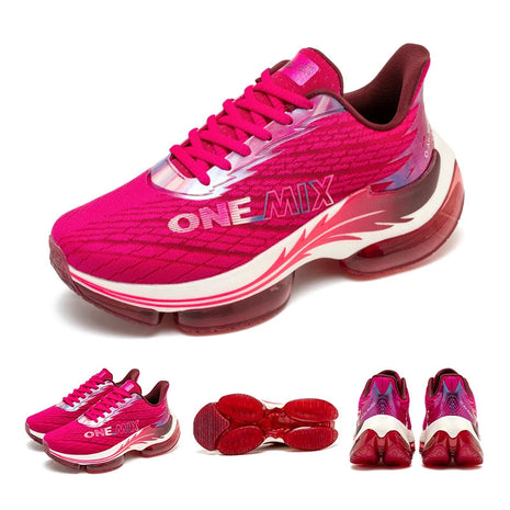 Scarpe da corsa da uomo ONEMIX rimbalzo ammortizzante scarpe sportive da corsa all'aperto traspiranti scarpe da ginnastica da uomo con aumento dell'altezza 6-7cm PlatiNum