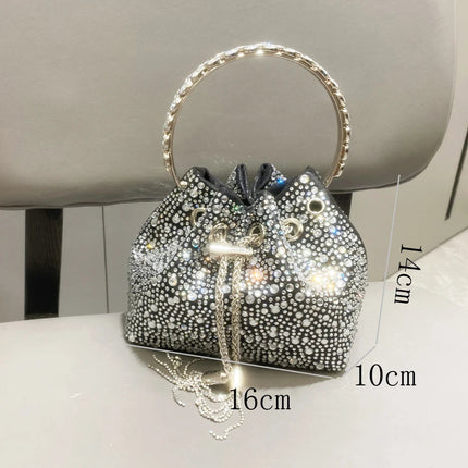 Handle Rhinestones Evening clutch Bag Purses and handbag luxury Designer shoulder bag Shiny Crystal Clutch purse bucket bag PlatiNum