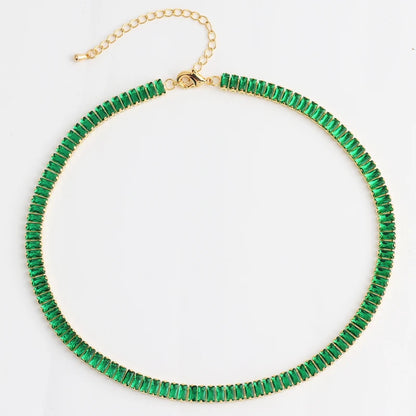 Collana a catena da tennis Hip Hop con zirconi cubici verdi stile misto CZ per donna Gioielli girocollo in oro 18 carati con smeraldi di cristallo per feste di strada
