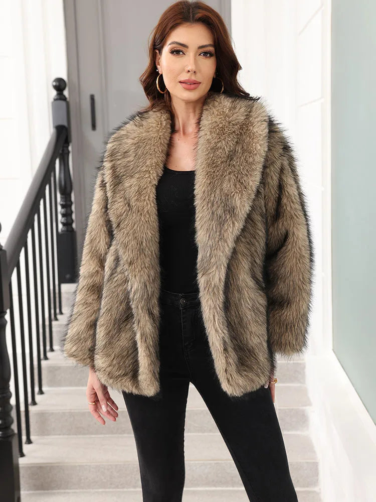 ZADORIN Luxury Belted Mid Long White Faux Fur Coat For Woman Clothes Winter Oversize Fluffy Jacket Fox Fur Faux Coat Outerwears