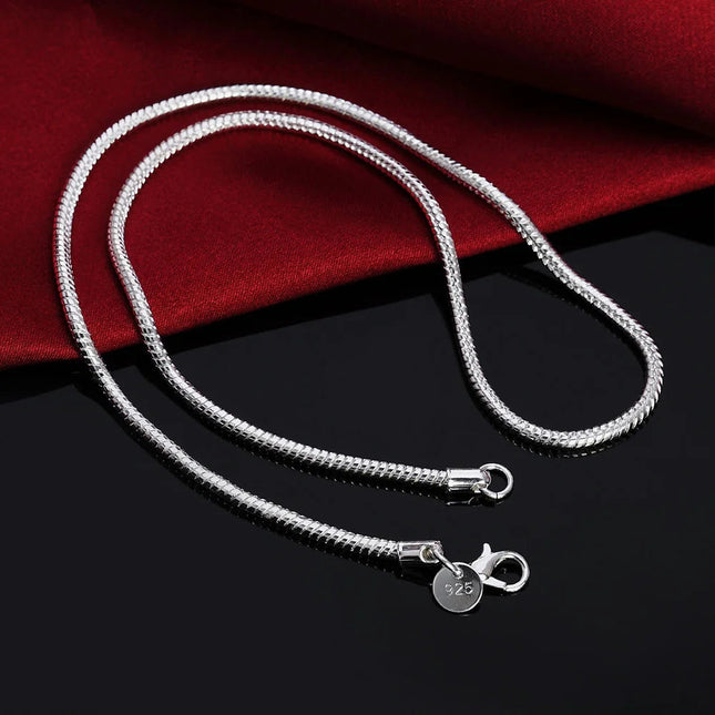 45-60cm Silver Color 1MM/2MM/3MM solid Snake Chain Necklace For Men Women Fashion Jewelry for pendant free shipping PlatiNum