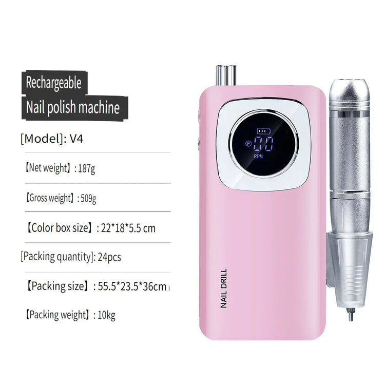 Wireless Portable Rechargeable Electric Nail Polishing Machine New Cordless Nail Surface Polisher Gel Nail Remover Professional Home Salon Manicure Pedicure Care Tool For DIY Nail Art Design