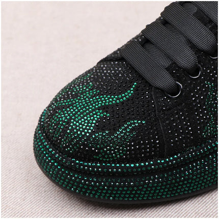 Luxury Designer Men's Rhinestone Thick Bottom Everyday All Match Shoes Causal Flats Loafers Ms Moccasins Sports Walking Sneakers