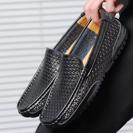 2024 Summer Men Casual Shoes Luxury Brand mocassini da uomo in vera pelle mocassini scavano scarpe da guida traspiranti Slip on