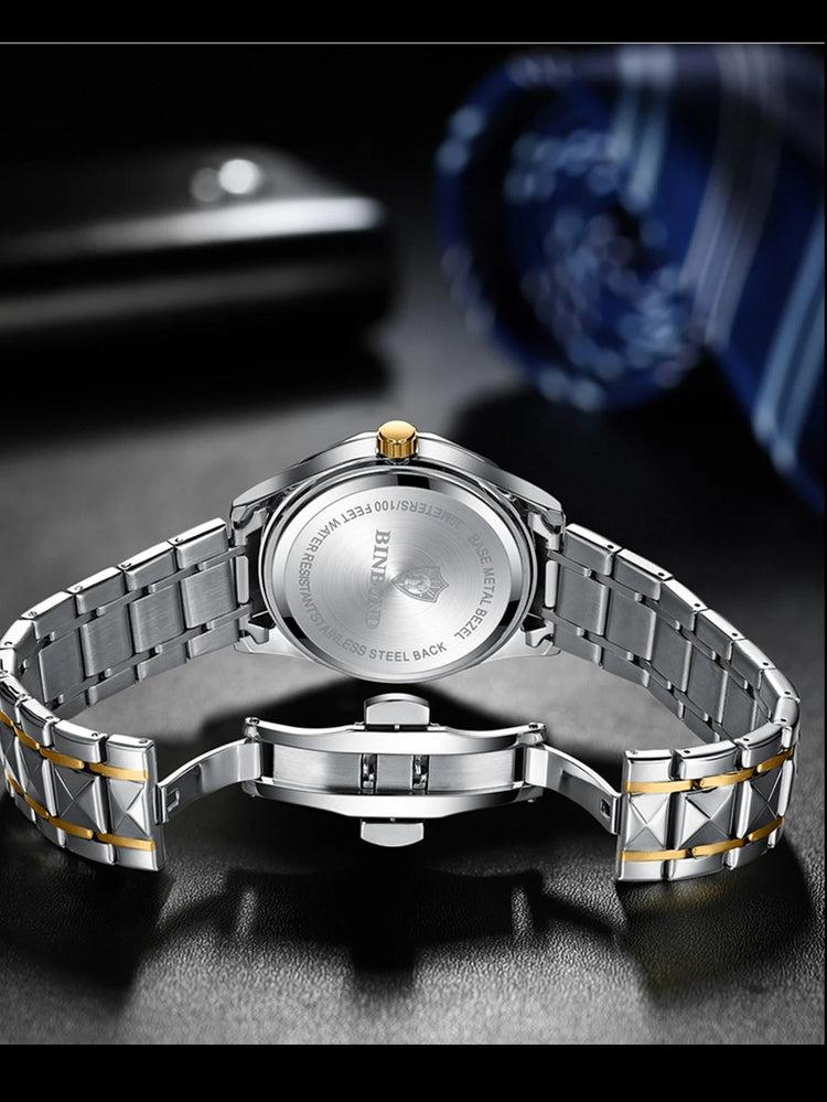 BINBONG Orologi da donna Orologio al quarzo da donna di moda di lusso Orologio da polso in acciaio inossidabile con data luminosa impermeabile Regalo per gli amanti della fidanzata platinumshop