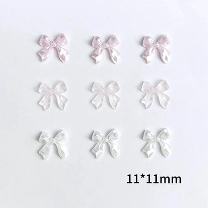50pcs 3D Sweet Pearly Glossy Ribbon Bow Resin Nail Charms Ballerina Bow Tie Nail Art Decoration Nail Accessories Manicure DIY
