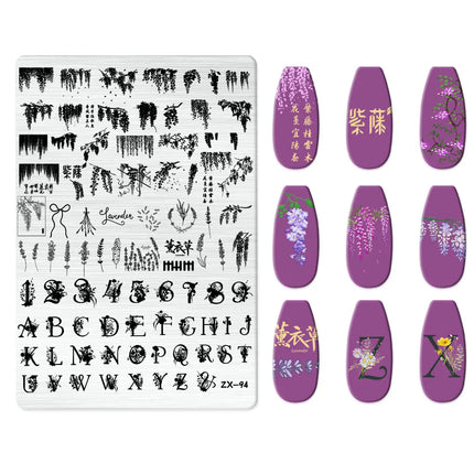 Flowers Love Nail Stamping Newspaper Splice Theme Irregular Stamping Plates Letter Nail Art Printing Stencil Tool Big Size Tools
