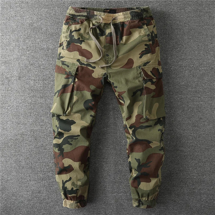 Men's Fall Winter Cargo Jogger Pants, Slight Stretch Relaxed Fit Camo Workwear Trousers, Outdoor Durable Cuffed Casual Pants