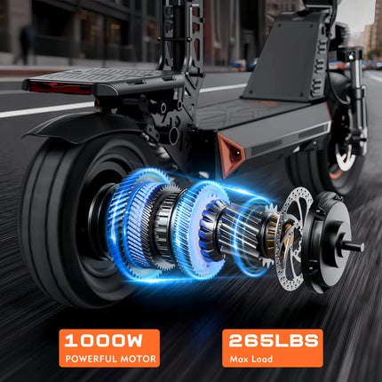 Monopattino Elettrico per Adulti, Motore 1000W, Batteria 48V 15.6Ah, Autonomia 55 km, Pneumatici 10'', Sospensioni, Freni a Disco, Pieghevole