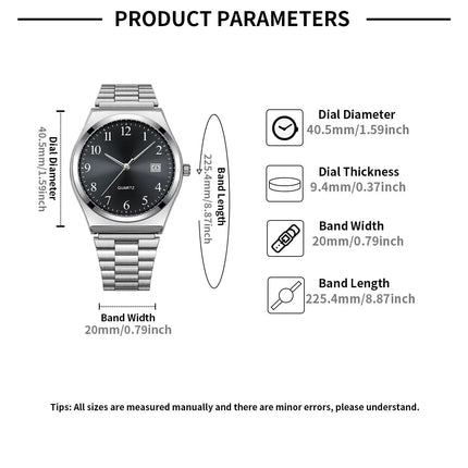 LUCKY FOX - Orologio da polso elegante e minimalista in acciaio inossidabile con quadrante nero - Cronometraggio preciso per tutti i giorni platinumshop