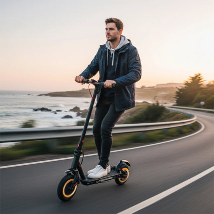 Monopattino Elettrico per Adulti, E-scooter Pieghevole 350W 36V con Batteria 10.4Ah, Doppia Sospensione, Pneumatici da 10 Pollici, Scooter Elettrico da Città e Fuoristrada