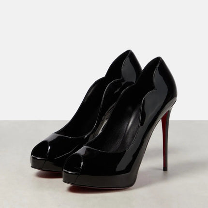 New Women's Open Toed Patent Leather  High Heels Shoes Ladies  Slim High Heels Fishmouth Shoes Sexy Party Shoes PlatiNum