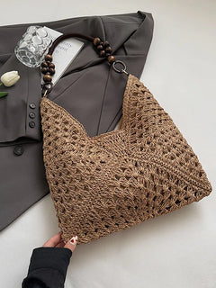 Borsa Tote da Donna in Paglia Intrecciata Grande Capacità, Borsa Estiva da Spiaggia per Vacanze, Borsa a Spalla alla Moda per il Pendolarismo