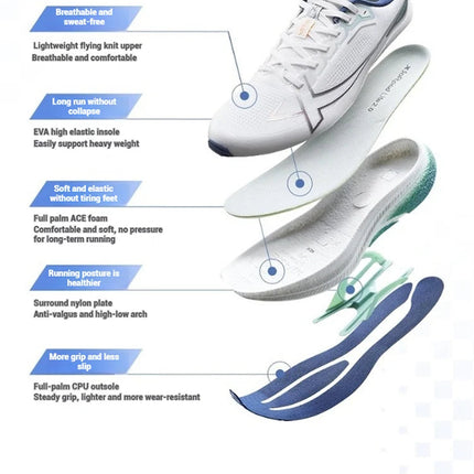 Xtep 2000km Plus Running Shoes 2025 New Spring Lightweight Anti-slip Wear-Resistant Men's Training Jogging Sneakers 875319110001 PlatiNum
